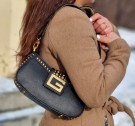 Guess bling Top Zip Skulderveske, Svart thumbnail