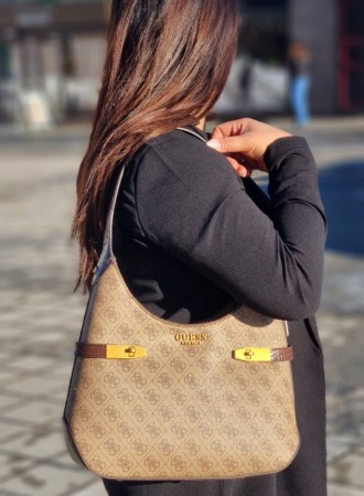 Guess Zadie Logo Hobo Veske, Latte/Brown