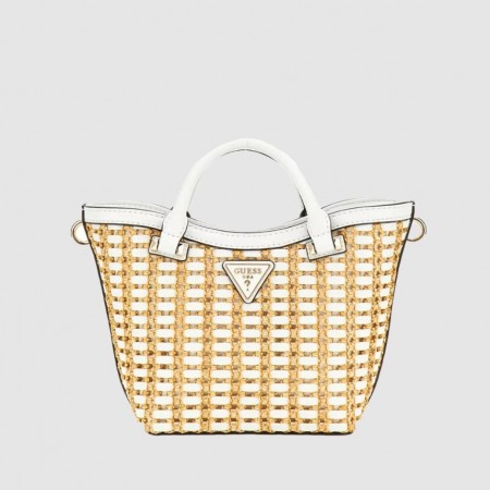 Guess Atalia Mini Tote, Natural/White