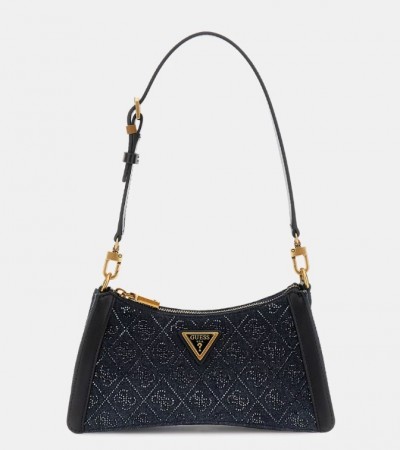 Guess Dili Top Zip Shoulder Bag, Black Logo