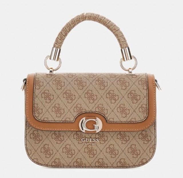 Guess Orlina Logo Top Handle Flap, Latte Logo/Brown