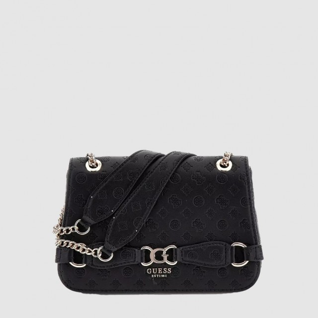 Guess Arlena Logo Convertible Crossbody Flap, Black Logo