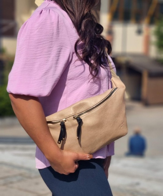 Lycke Stor Bum Bag, beige/multi