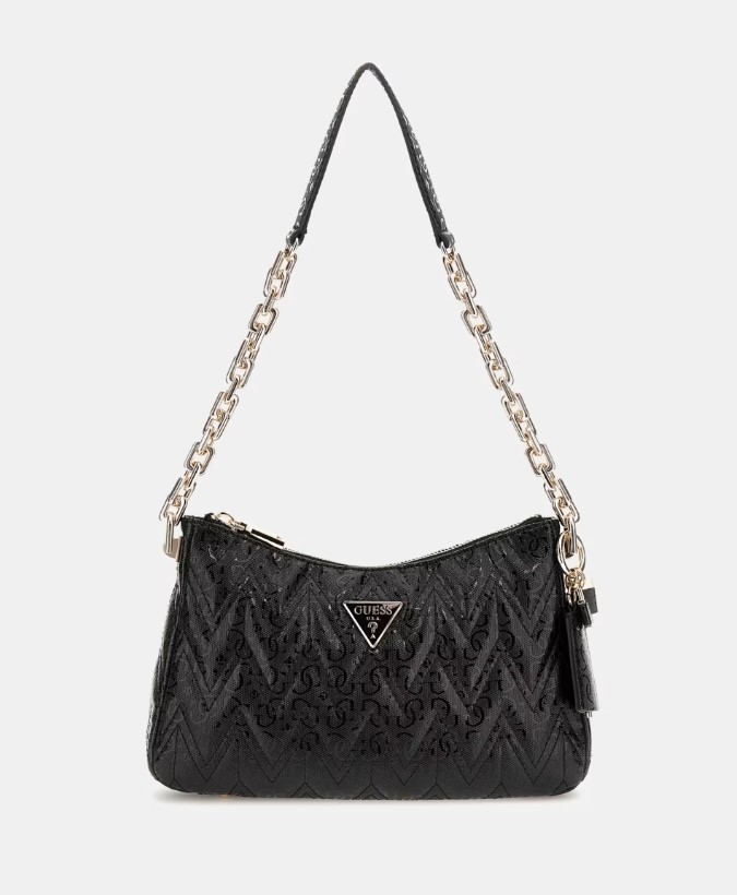 Guess Adelard Top Zip Shoulder Bag, Black
