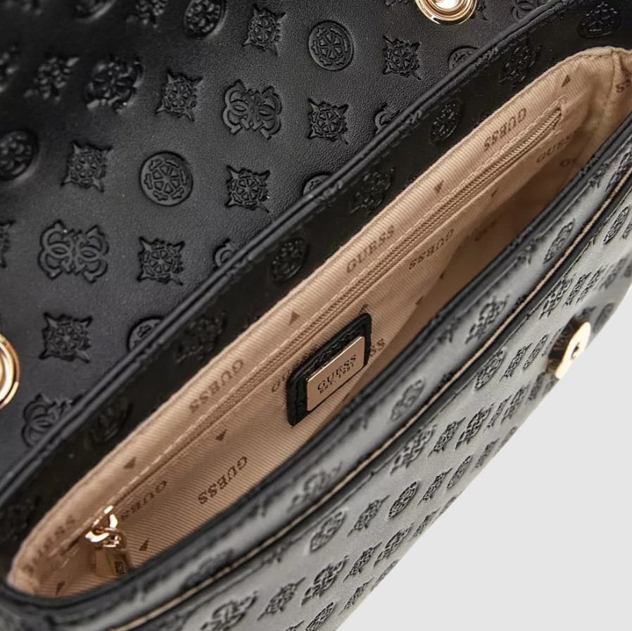 Guess Arlena Logo Convertible Crossbody Flap, Black Logo