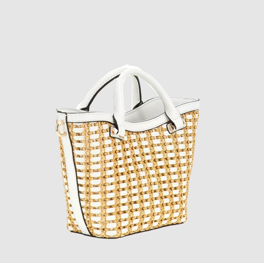 Guess Atalia Mini Tote, Natural/White