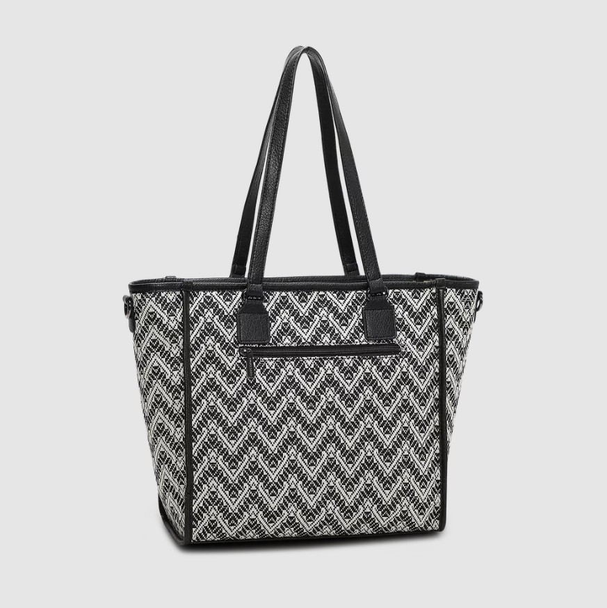 Lycke Tote Bag Flora, Black/White