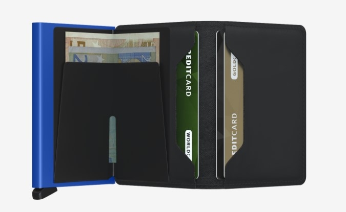 Secrid Miniwallet, Matte Black & Blue