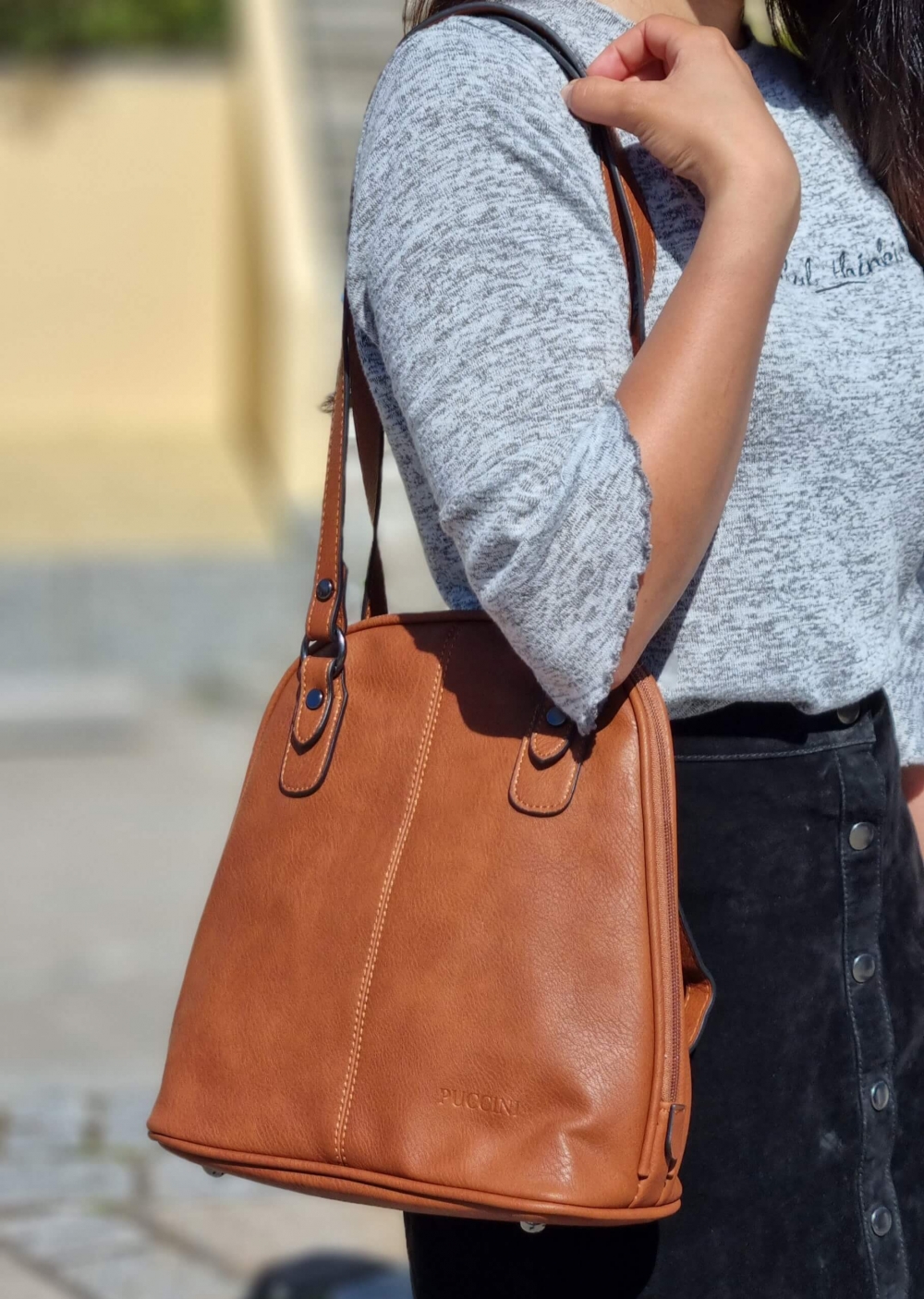 Puccini Combi Backpack Donna, Cognac