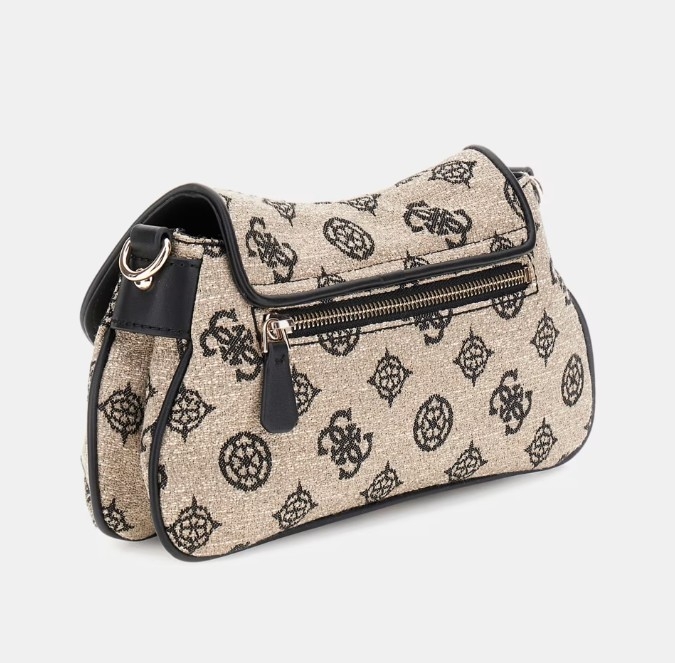 Guess Beyza Flap Shoulder Bag, Black Logo