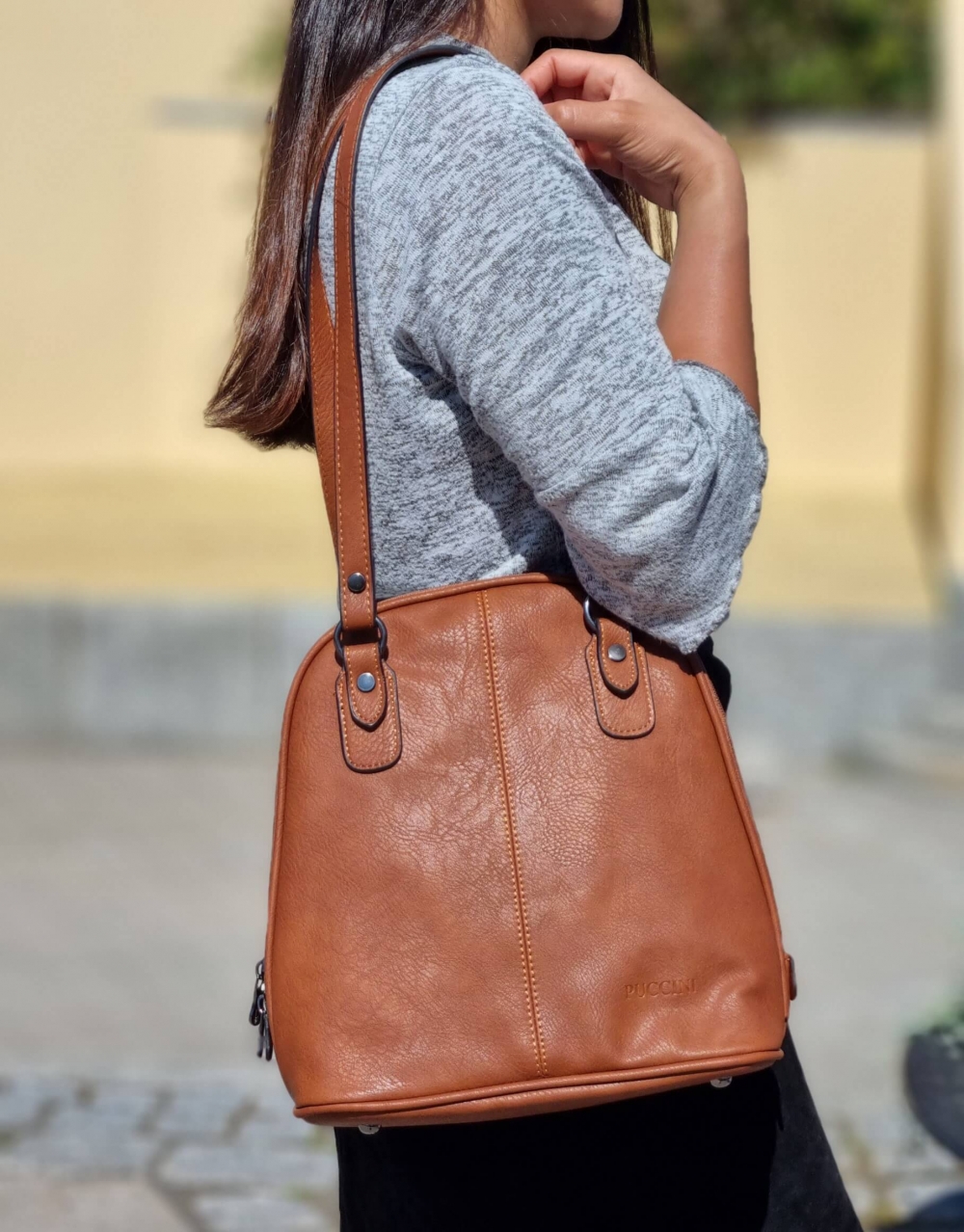 Puccini Combi Backpack Donna, Cognac
