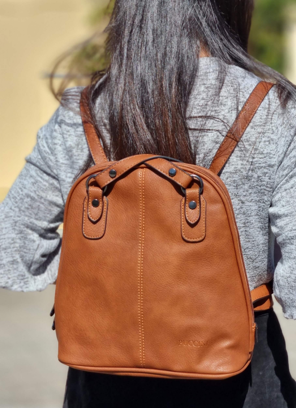 Puccini Combi Backpack Donna, Cognac