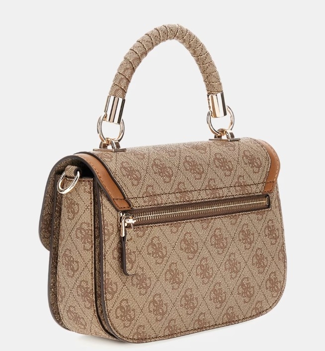Guess Orlina Logo Top Handle Flap, Latte Logo/Brown