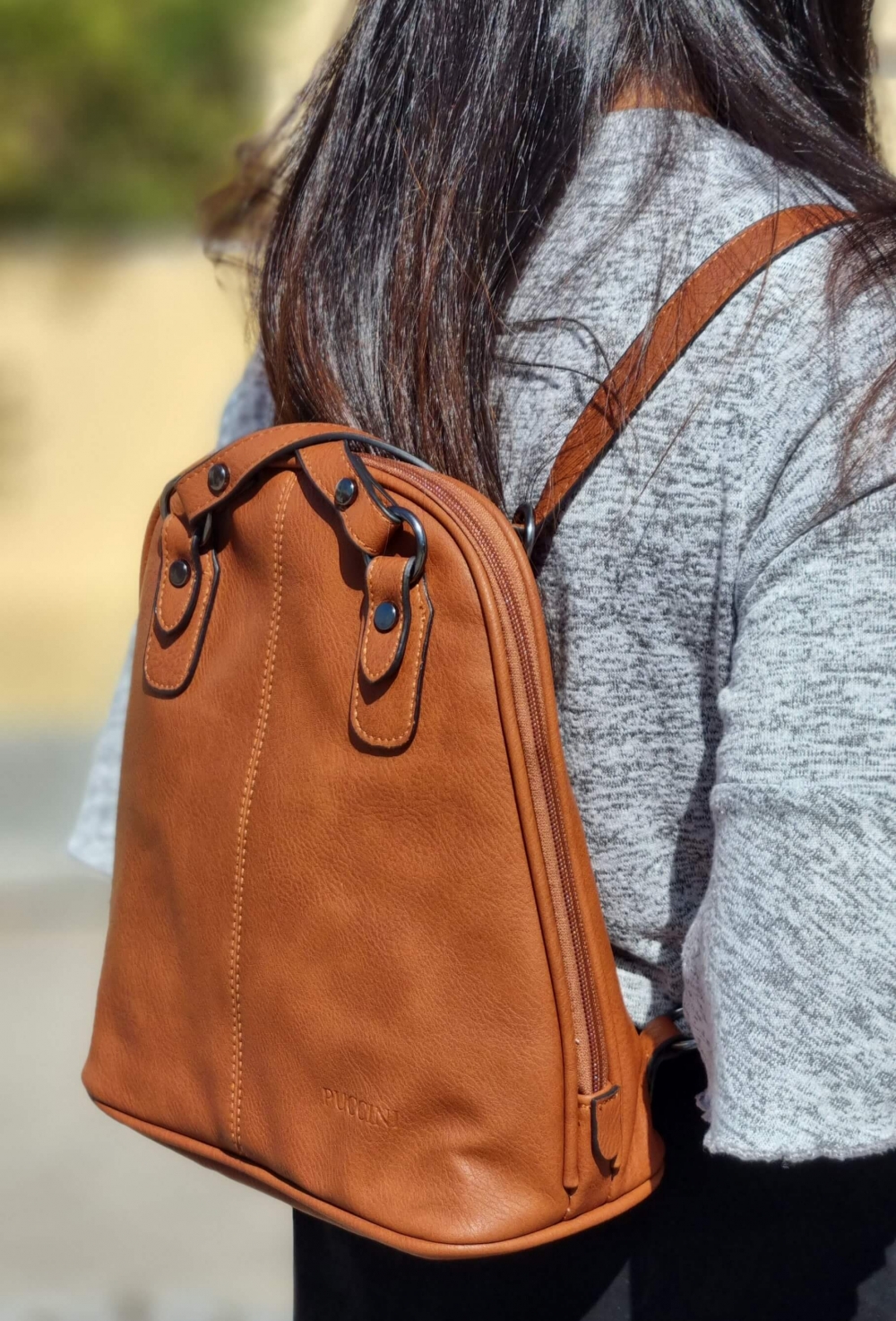 Puccini Combi Backpack Donna, Cognac