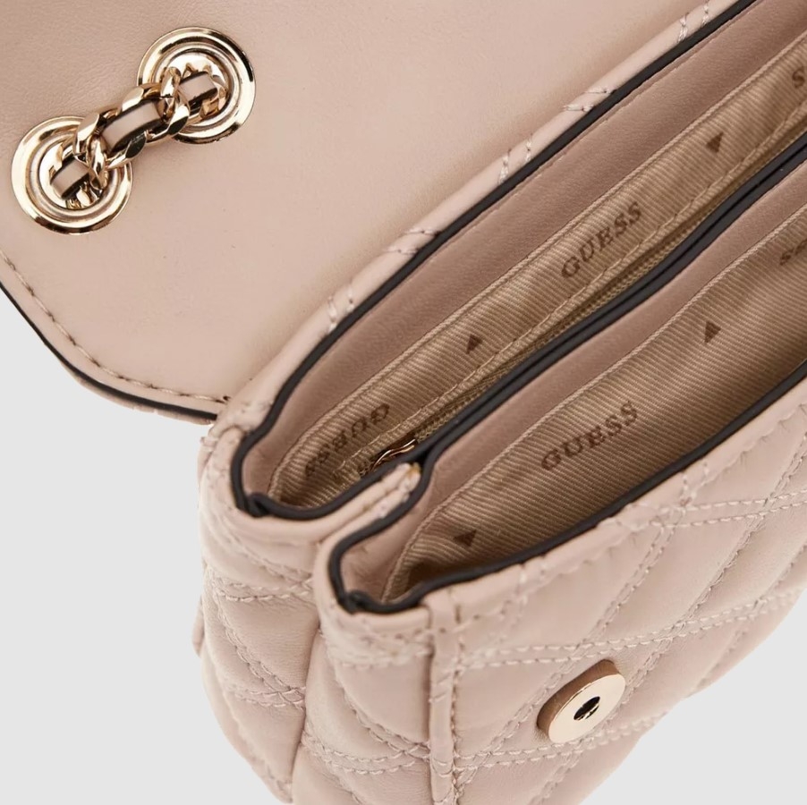 Guess Giully Mini 2 Comp Convertible Flap, Light Beige