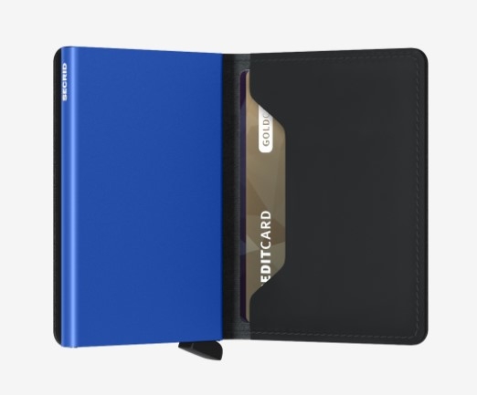 Secrid Miniwallet, Matte Black & Blue