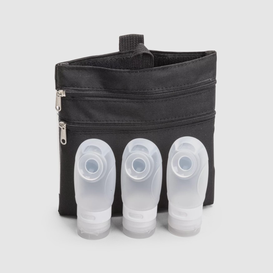 North Pioneer Toiletry Kit 3 Pcs Silicon Bottle, Black