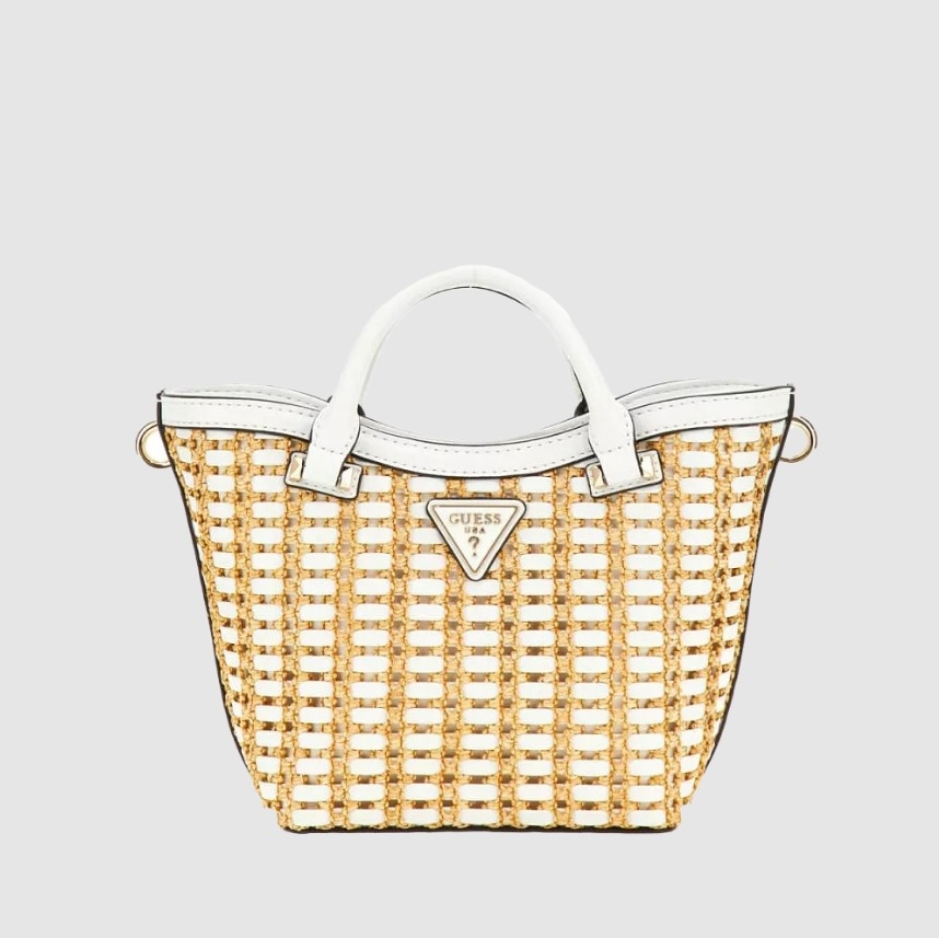 Guess Atalia Mini Tote, Natural/White