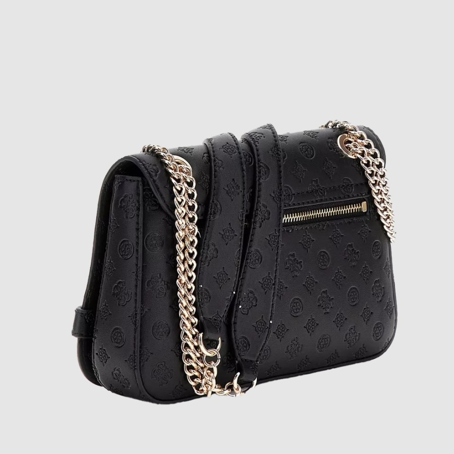 Guess Arlena Logo Convertible Crossbody Flap, Black Logo