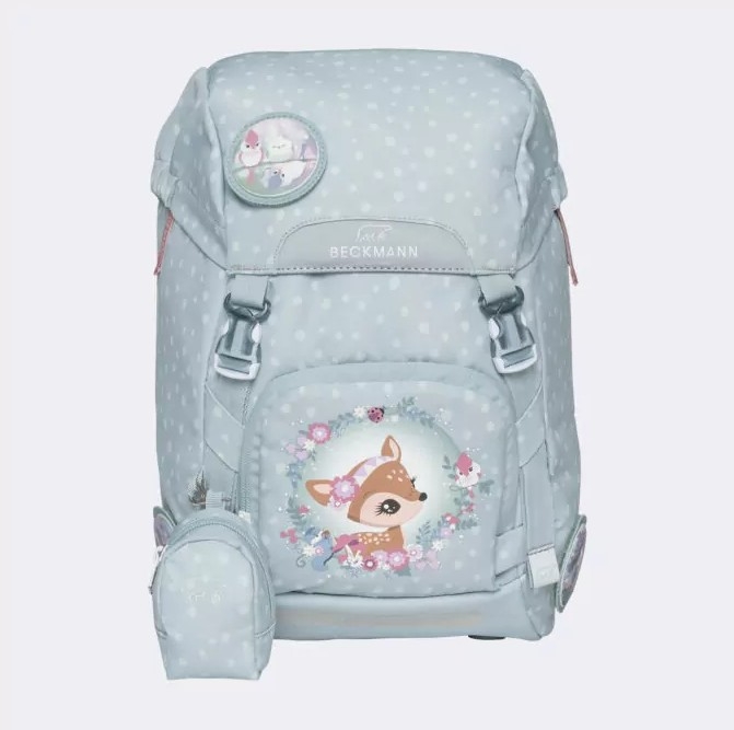 Beckmann Skolesekk Classic 22L, Forest Deer Dusty Mint